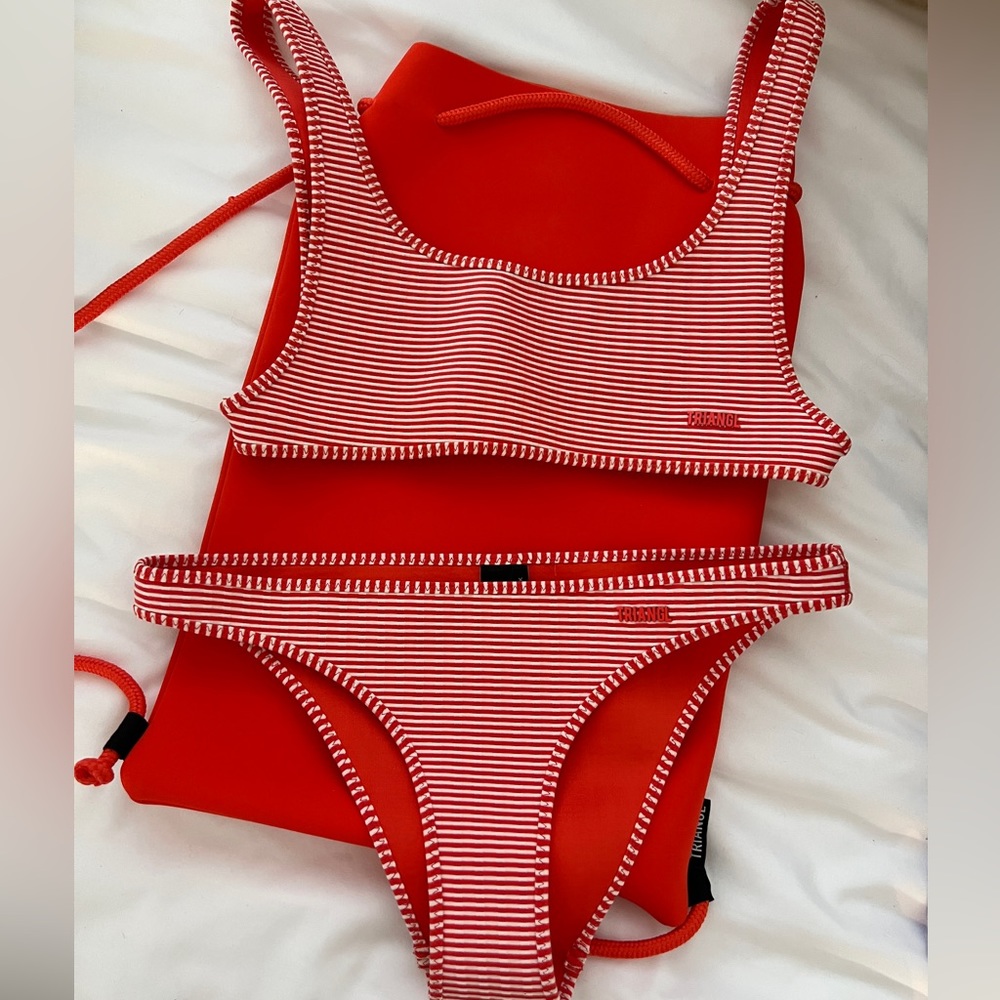 Triangl red stripe unique swimsuit